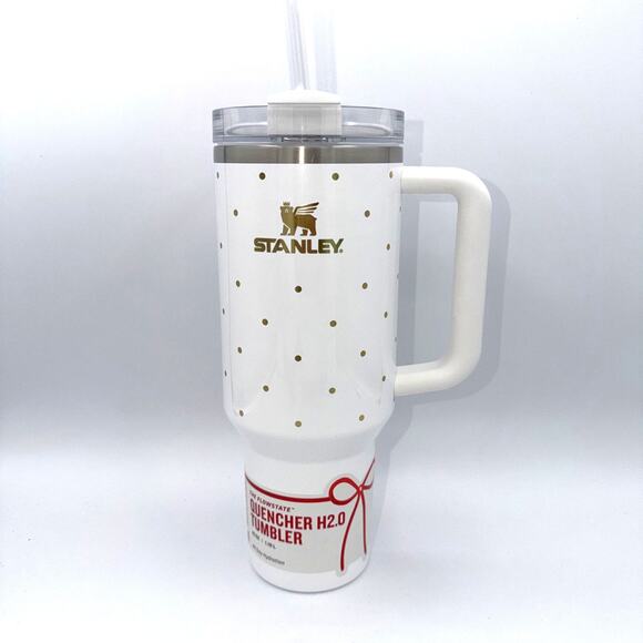 LIMITED Stanley Target 40 oz Quencher Flowstate Frost Polka Dot 2025 white gold - Picture 1 of 5